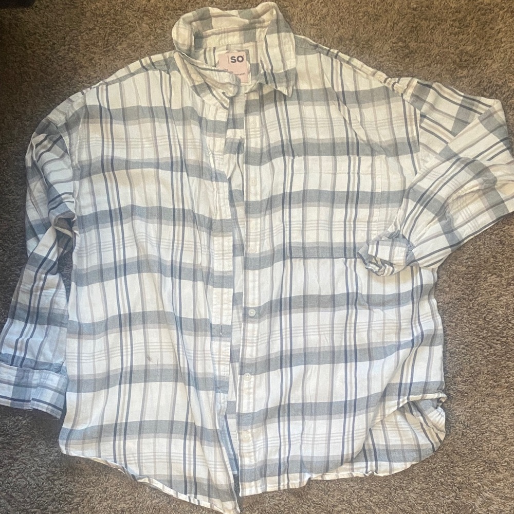 🐇SO Casual Blue and White Striped Shirt